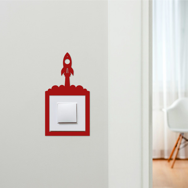 Light Switch Surround Space Rocket Launch Kids Room Decor Switch Cover Frame