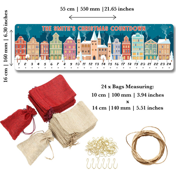 Personalised Christmas Advent Calendar Family Landscape DIY Xmas Countdown Sign