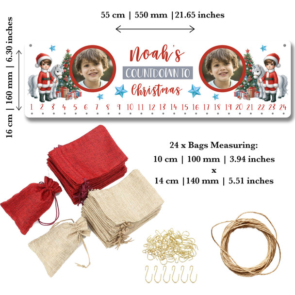 Personalised Christmas Advent Calendar Photo Boy Unicorn Xmas Countdown Sign Personalised Christmas Advent Calendar Photo Boy Unicorn Xmas Countdown Sign