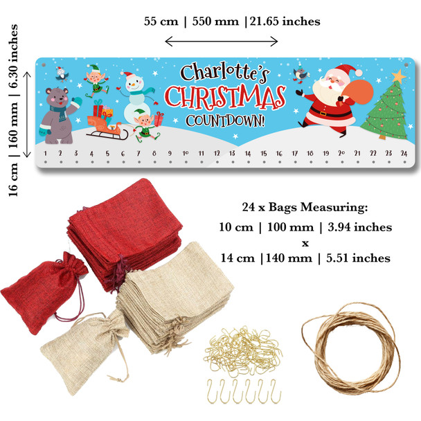 Personalised Christmas Advent Calendar Kids Santa Claus DIY Xmas Countdown Sign Personalised Christmas Advent Calendar Kids Santa Claus DIY Xmas Countdown Sign
