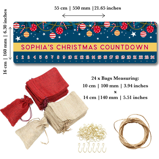 Personalised Christmas Advent Calendar Men Women Blue Xmas Countdown Sign Personalised Christmas Advent Calendar Men Women Blue Xmas Countdown Sign