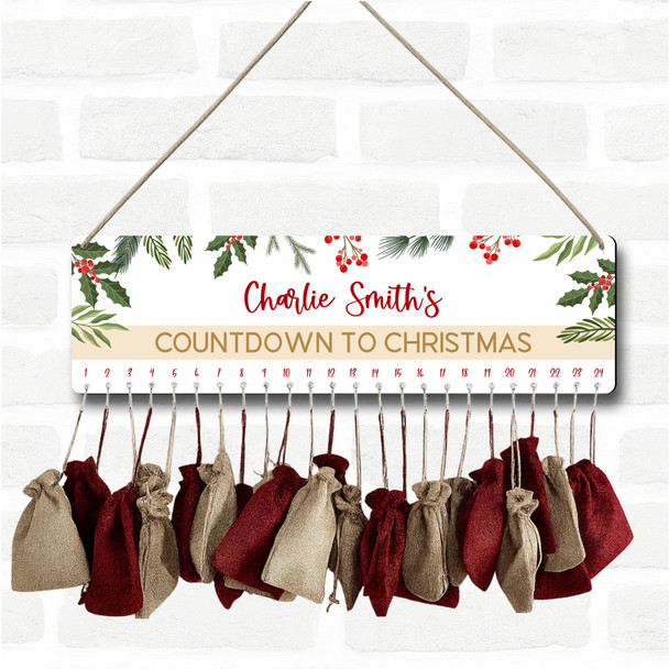 Personalised Christmas Advent Calendar Men Women Leaves Xmas Countdown Sign Personalised Christmas Advent Calendar Men Women Leaves Xmas Countdown Sign