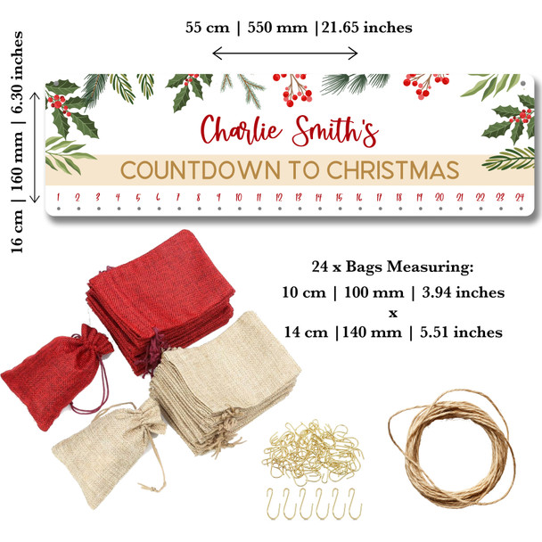 Personalised Christmas Advent Calendar Men Women Leaves Xmas Countdown Sign Personalised Christmas Advent Calendar Men Women Leaves Xmas Countdown Sign