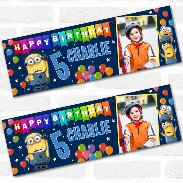 Personalised Party Banner For Kids Birthday Minions Photo