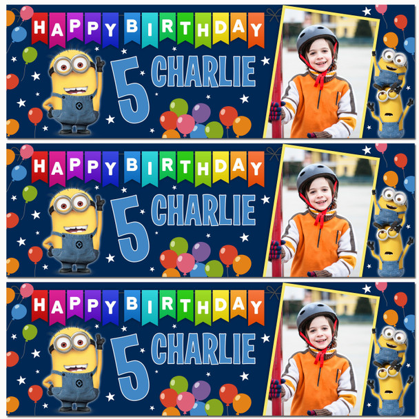 Personalised Party Banner For Kids Birthday Minions Photo