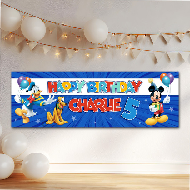 Personalised Party Banner For Kids Birthday Mickey Mouse Clubhouse