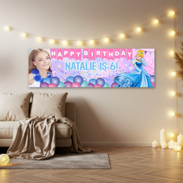 Personalised Party Banner For Kids Birthday Disney Princess Cinderella