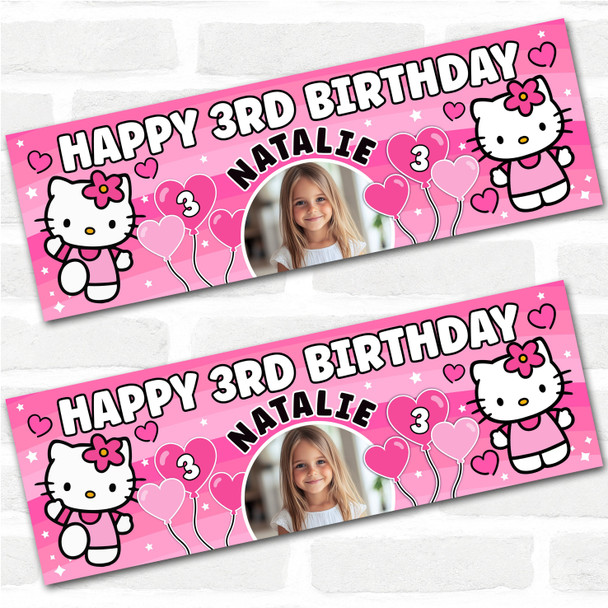 Personalised Party Banner For Kids Birthday Girls Hello Kitty Photo