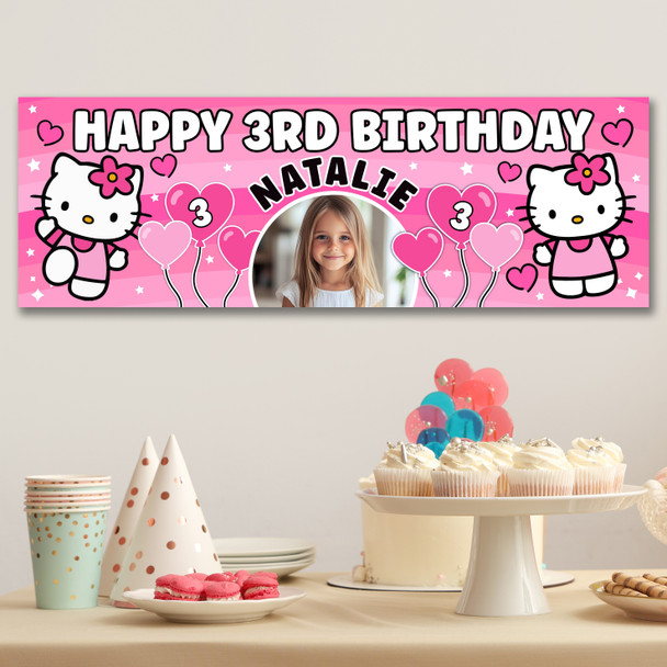 Personalised Party Banner For Kids Birthday Girls Hello Kitty Photo