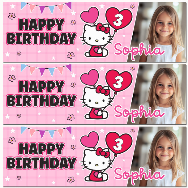 Personalised Party Banner For Kids Birthday Hello Kitty Photo