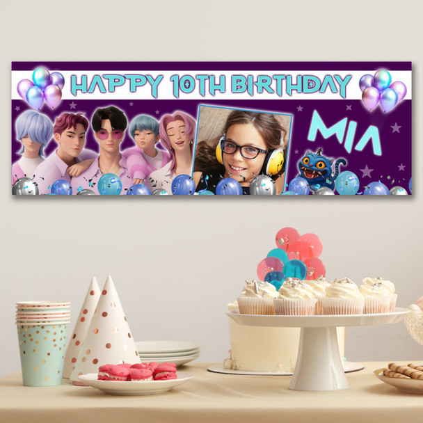 Personalised Party Banner For Kids Birthday Kpop Demon Hunters Saja Boys