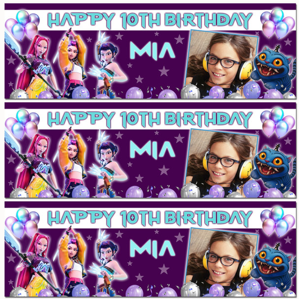 Personalised Party Banner For Kids Birthday Kpop Demon Hunters