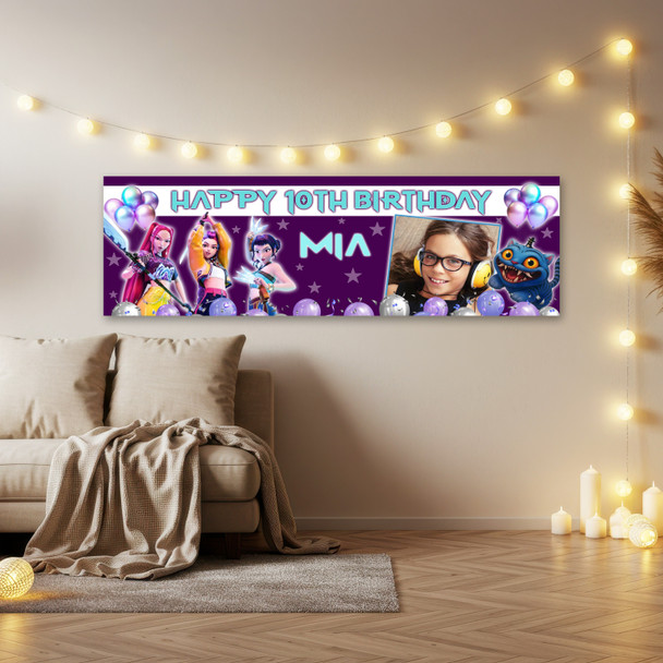 Personalised Party Banner For Kids Birthday Kpop Demon Hunters