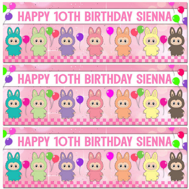 Personalised Party Banner For Kids Birthday Labubu