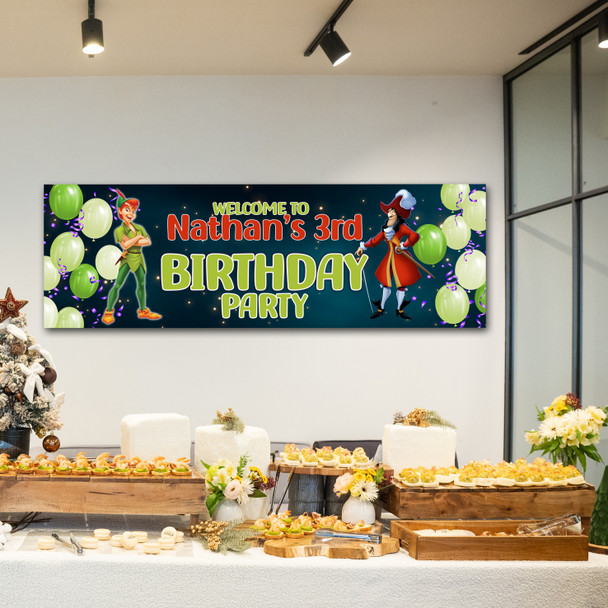 Personalised Party Banner For Kids Birthday Peter Pan Balloons