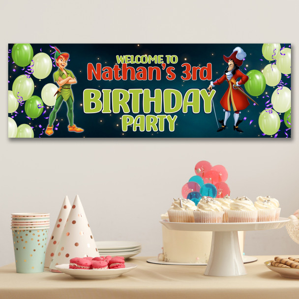 Personalised Party Banner For Kids Birthday Peter Pan Balloons