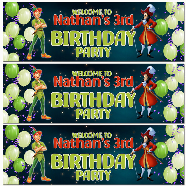 Personalised Party Banner For Kids Birthday Peter Pan Balloons