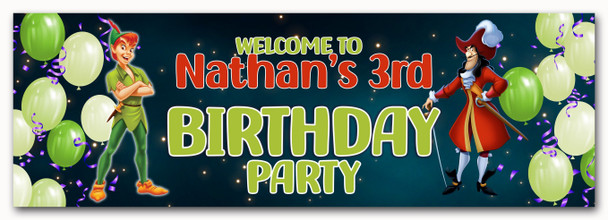 Personalised Party Banner For Kids Birthday Peter Pan Balloons