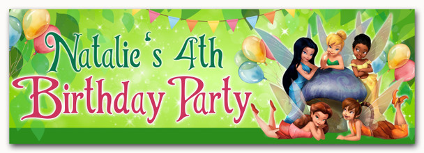 Personalised Party Banner For Kids Birthday Tinker Bell