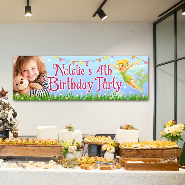 Personalised Party Banner For Kids Birthday Girls Tinker Bell Photo