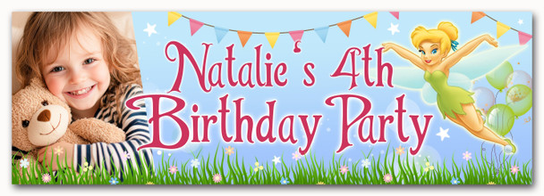 Personalised Party Banner For Kids Birthday Girls Tinker Bell Photo