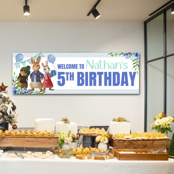 Personalised Party Banner For Kids Birthday Boys Peter Rabbit