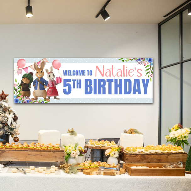 Personalised Party Banner For Kids Birthday Girls Peter Rabbit