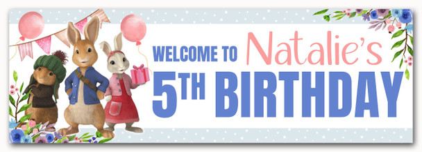 Personalised Party Banner For Kids Birthday Girls Peter Rabbit