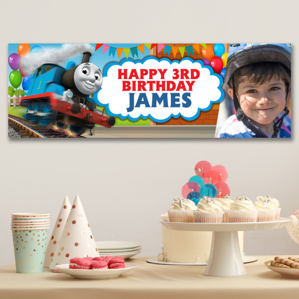 Personalised Party Banner For Kids Birthday Boys Thomas The Tanks Engine Photo