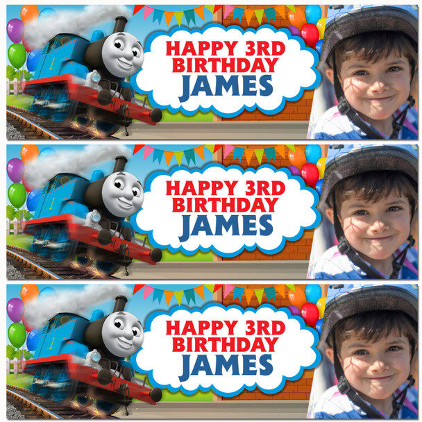 Personalised Party Banner For Kids Birthday Boys Thomas The Tanks Engine Photo
