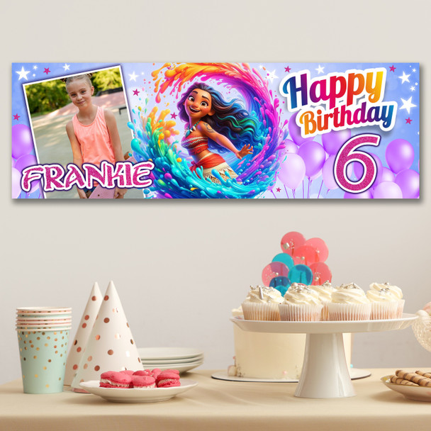 Personalised Party Banner For Kids Birthday Moana Splash Photo
