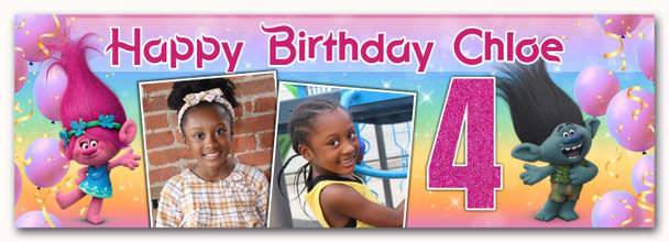 Personalised Party Banner For Kids Birthday Trolls Photos