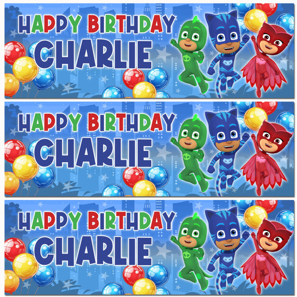 Personalised Party Banner For Kids Birthday Pj Masks