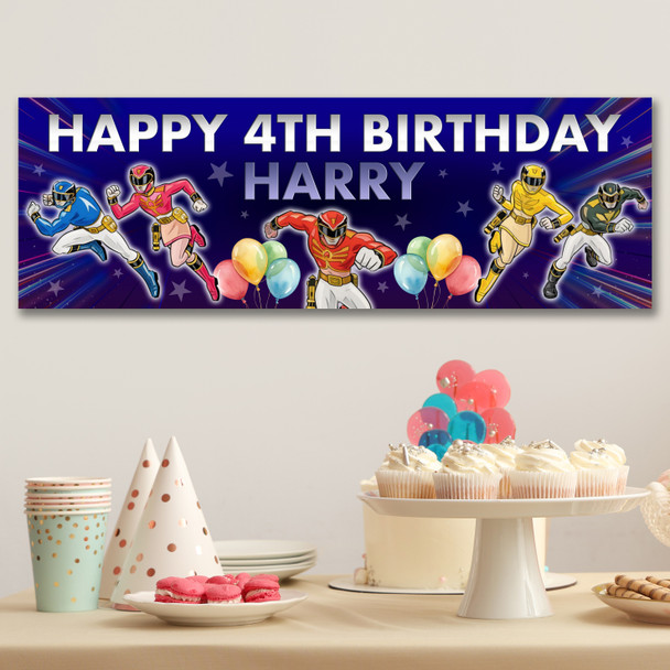 Personalised Party Banner For Kids Birthday Power Rangers
