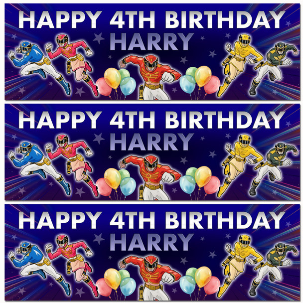 Personalised Party Banner For Kids Birthday Power Rangers
