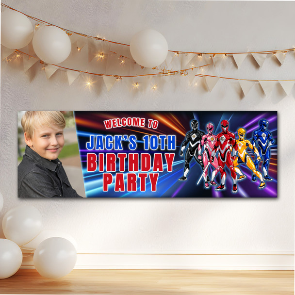 Personalised Party Banner For Kids Birthday Power Rangers Photo