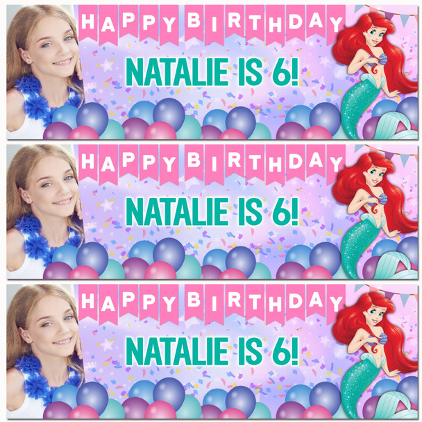 Personalised Party Banner For Kids Birthday Disney Princess Ariel