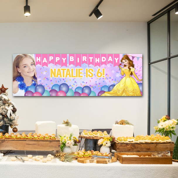 Personalised Party Banner For Kids Birthday Disney Princess Belle