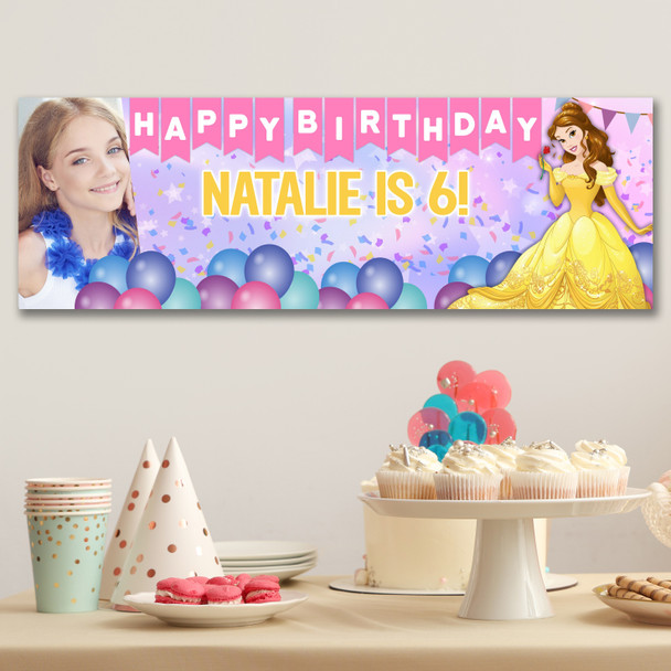 Personalised Party Banner For Kids Birthday Disney Princess Belle