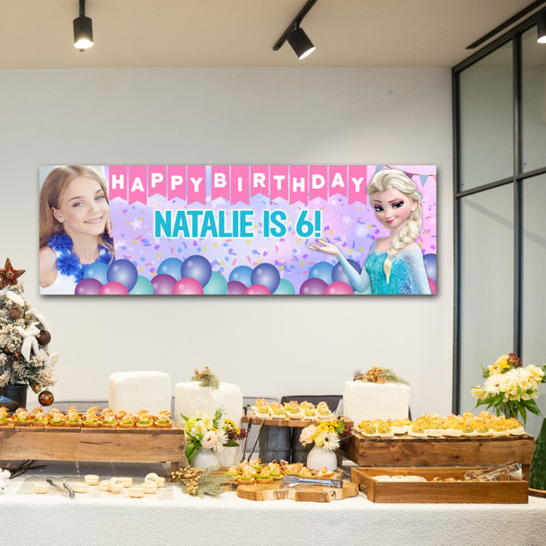 Personalised Party Banner For Kids Birthday Disney Princess Elsa
