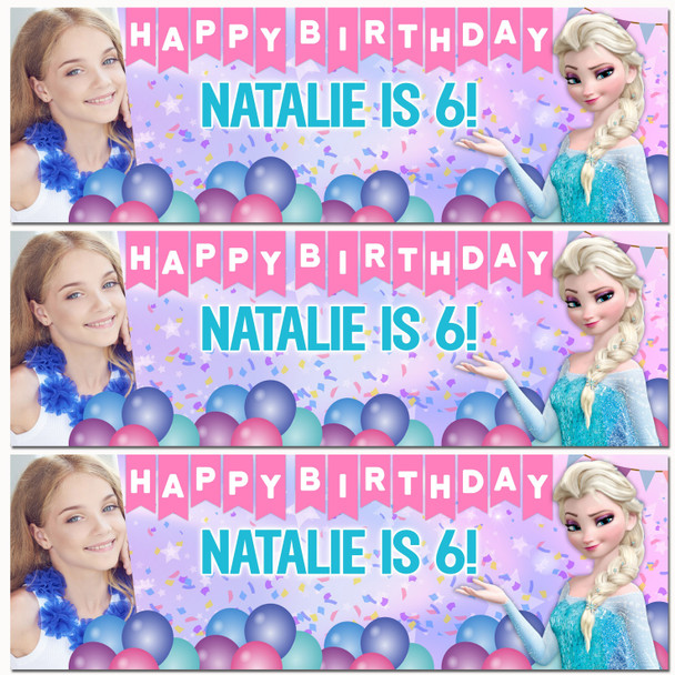 Personalised Party Banner For Kids Birthday Disney Princess Elsa