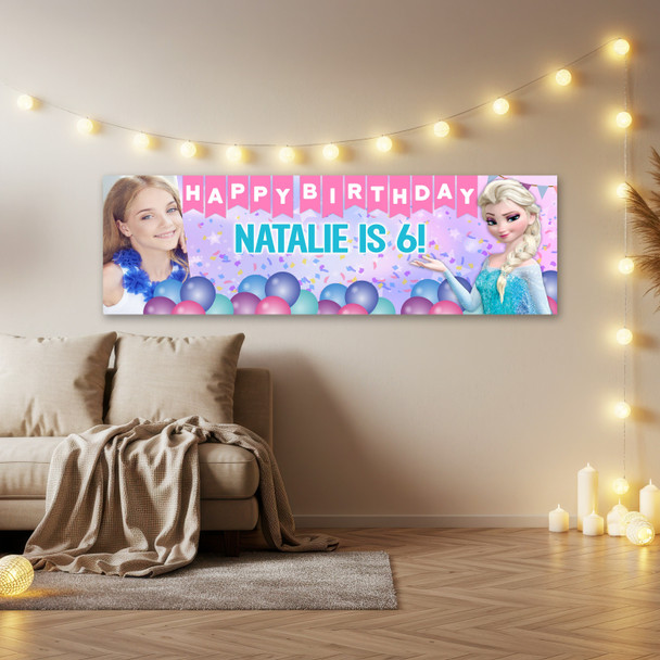 Personalised Party Banner For Kids Birthday Disney Princess Elsa