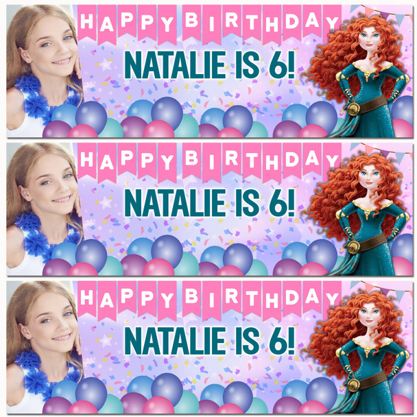 Personalised Party Banner For Kids Birthday Disney Princess Merida