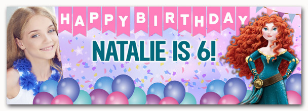Personalised Party Banner For Kids Birthday Disney Princess Merida