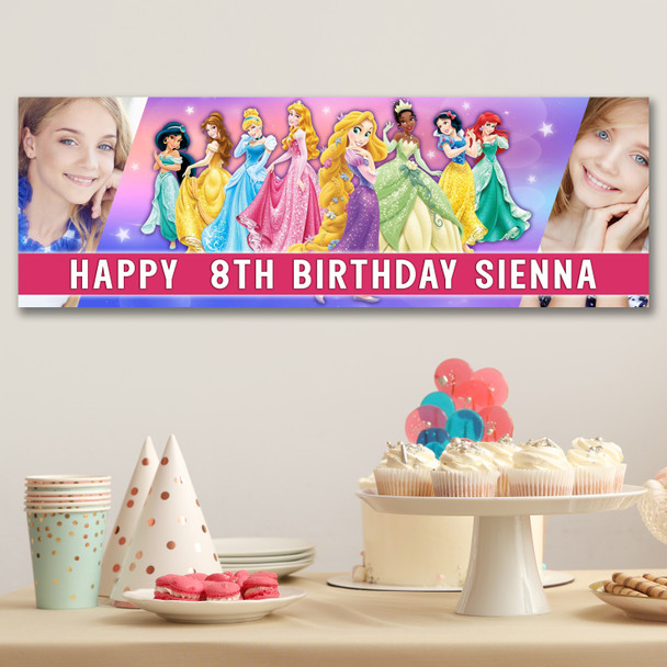 Personalised Party Banner For Kids Birthday Girls Disney Princess