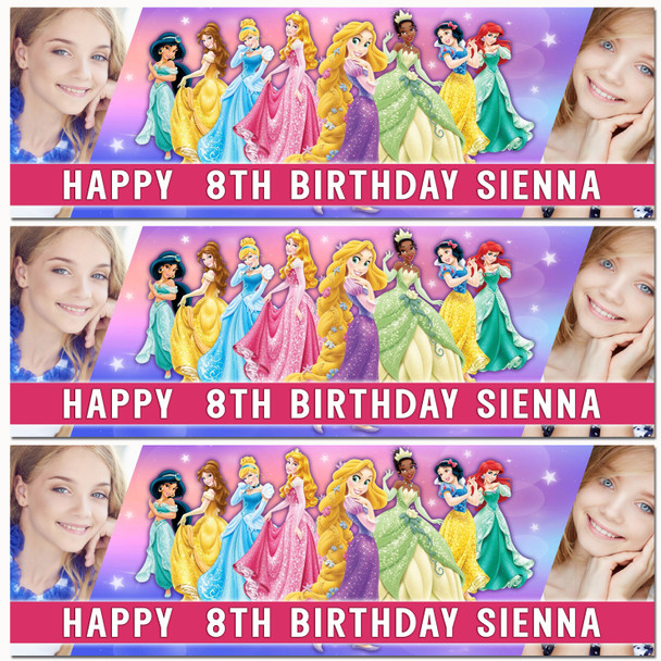 Personalised Party Banner For Kids Birthday Girls Disney Princess