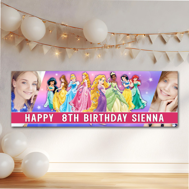 Personalised Party Banner For Kids Birthday Girls Disney Princess