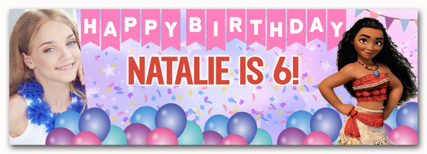 Personalised Party Banner For Kids Birthday Disney Princess Moana