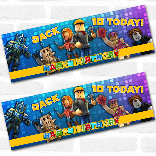 Personalised Party Banner For Kids Birthday Roblox Theme