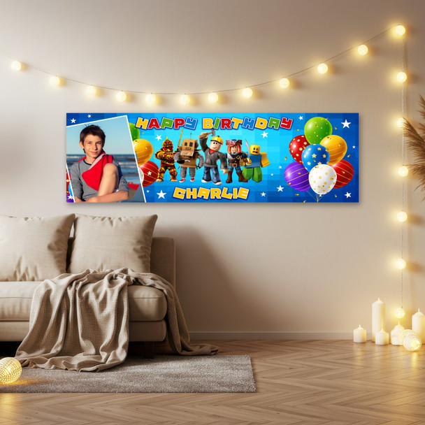 Personalised Party Banner For Kids Birthday Roblox Photo